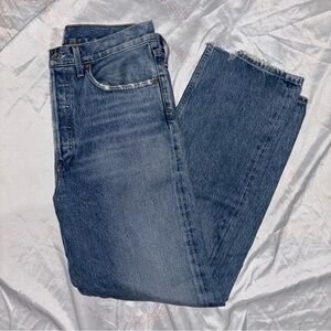 Agolde 90s Jeans Medium Wash Distressed Denim Button Fly Jean Size 28